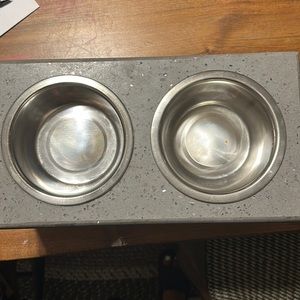 Small animal elevated stainless steel double diner dog and cat bowl
